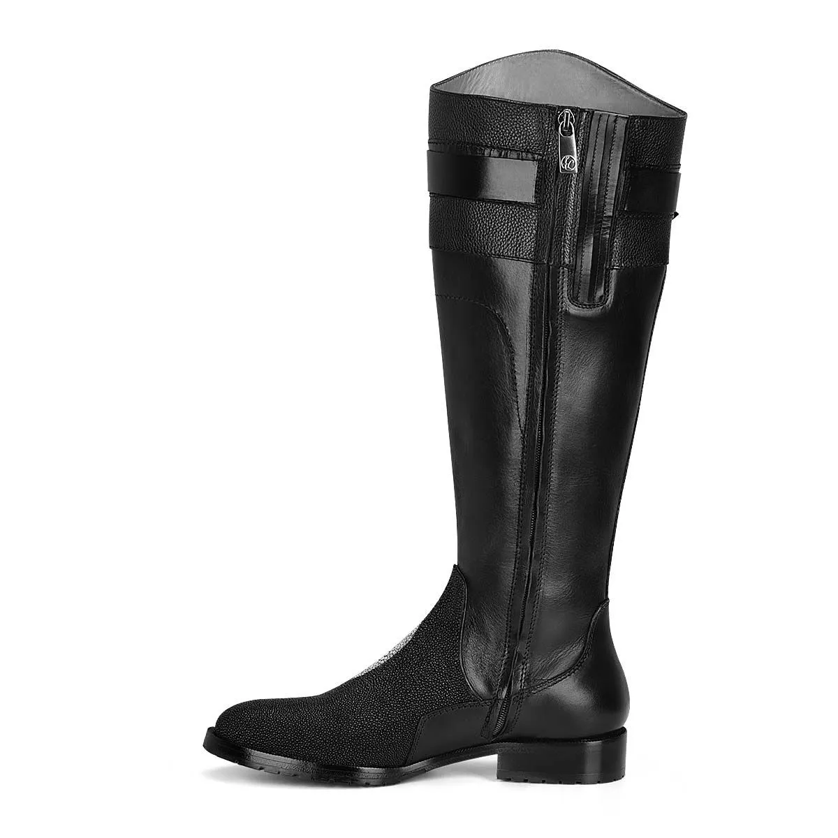 98TMTTS - Franco Cuadra black casual stingray leather riding boots for women