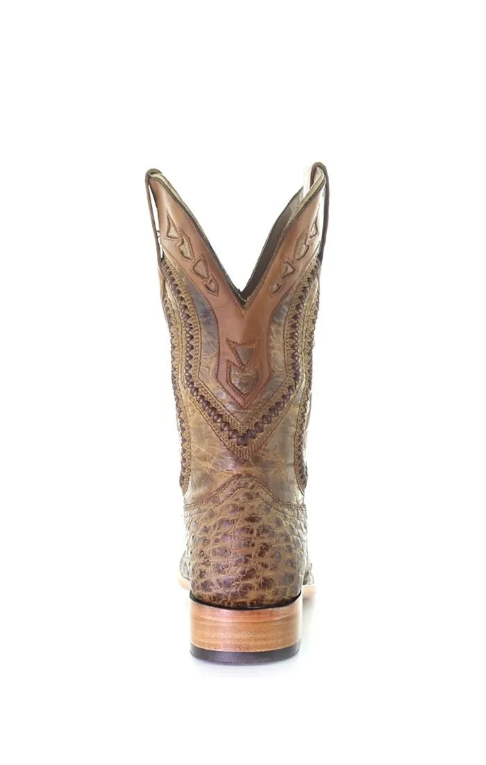 A4008 - Corral brown western cowboy ostrich boots for men