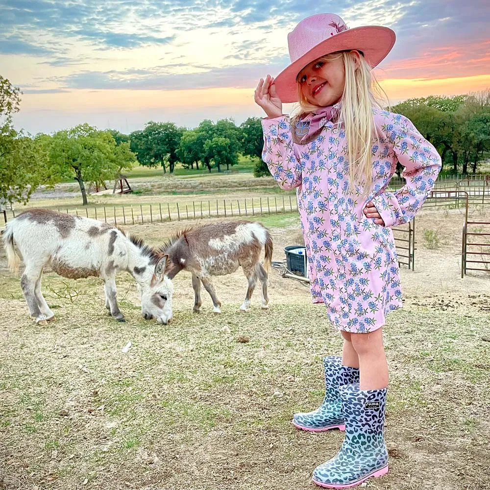 Abel Pink Leopard Kids Rain Boots