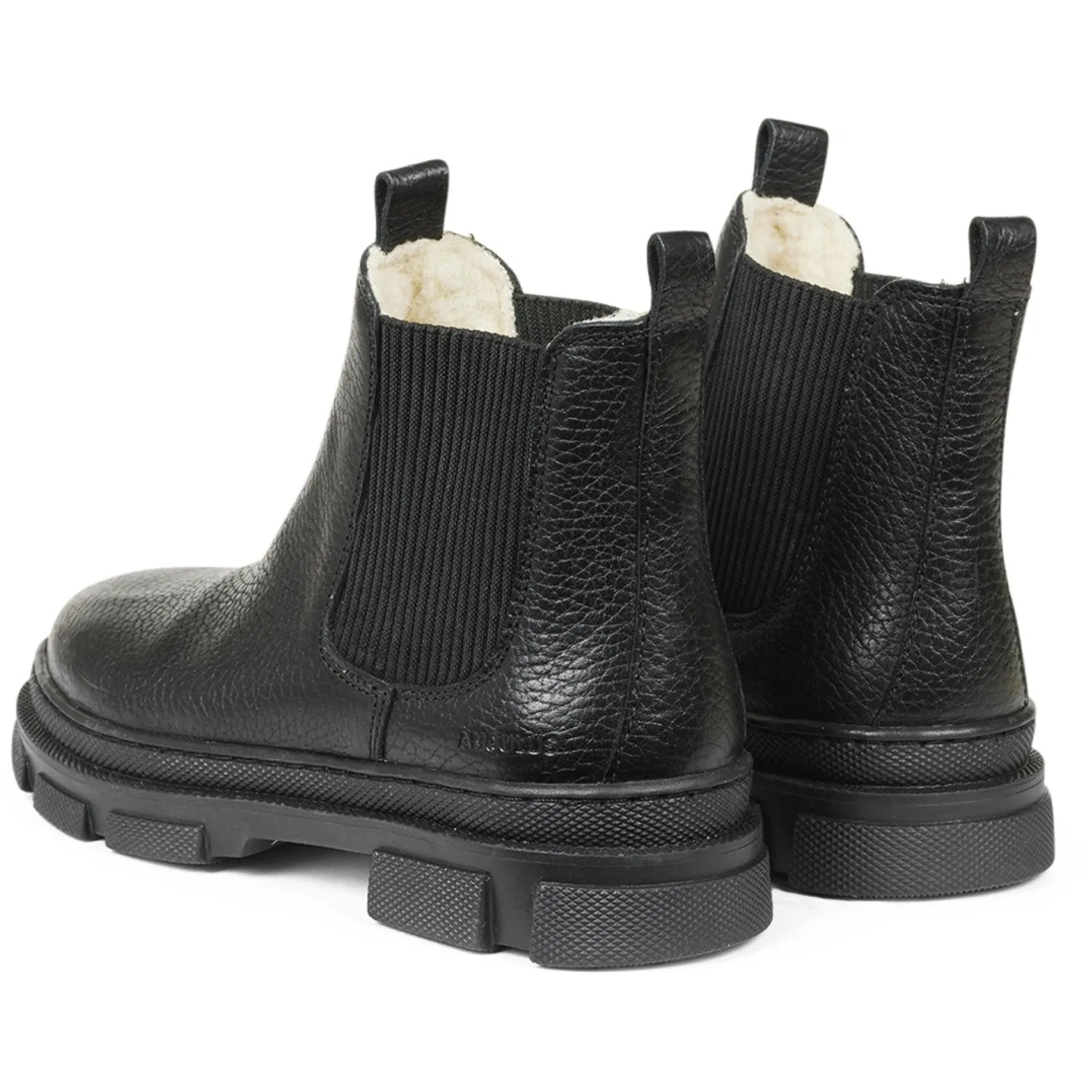 Angulus Black/Black Chelsea boot with elastic and wool lining