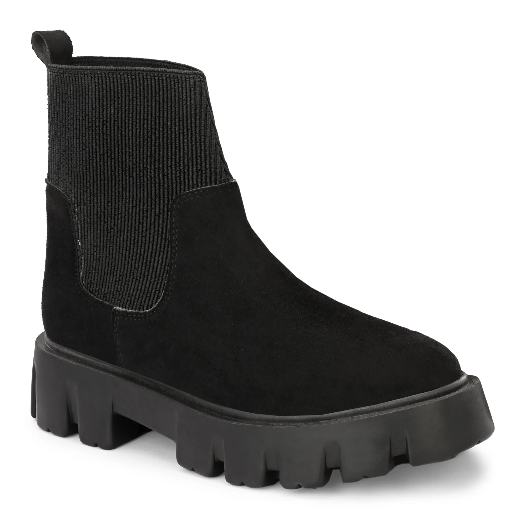 Attitudist Unisex Black Strachable Shaft High Heel Chelsea Boots