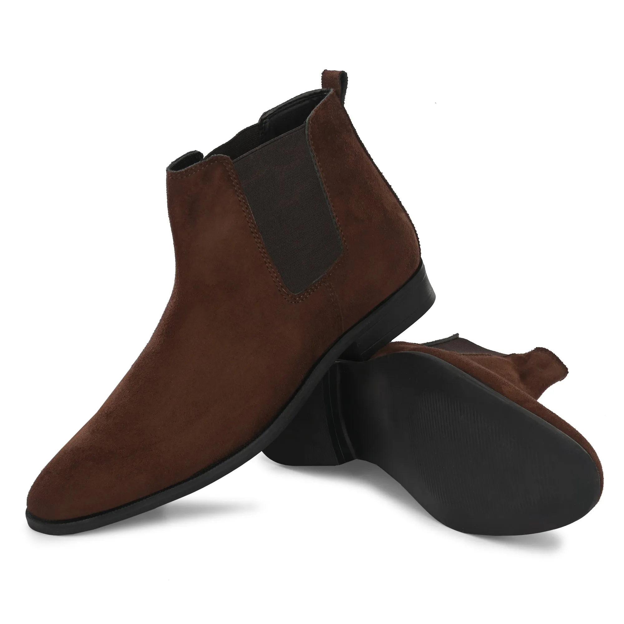 Attitudist Unisex Brown Mid Top Chelsea Boots