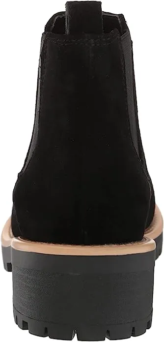 Blondo Mayes Black Waterproof Round Toe Pull On Block Heeled Ankle Wide Boots