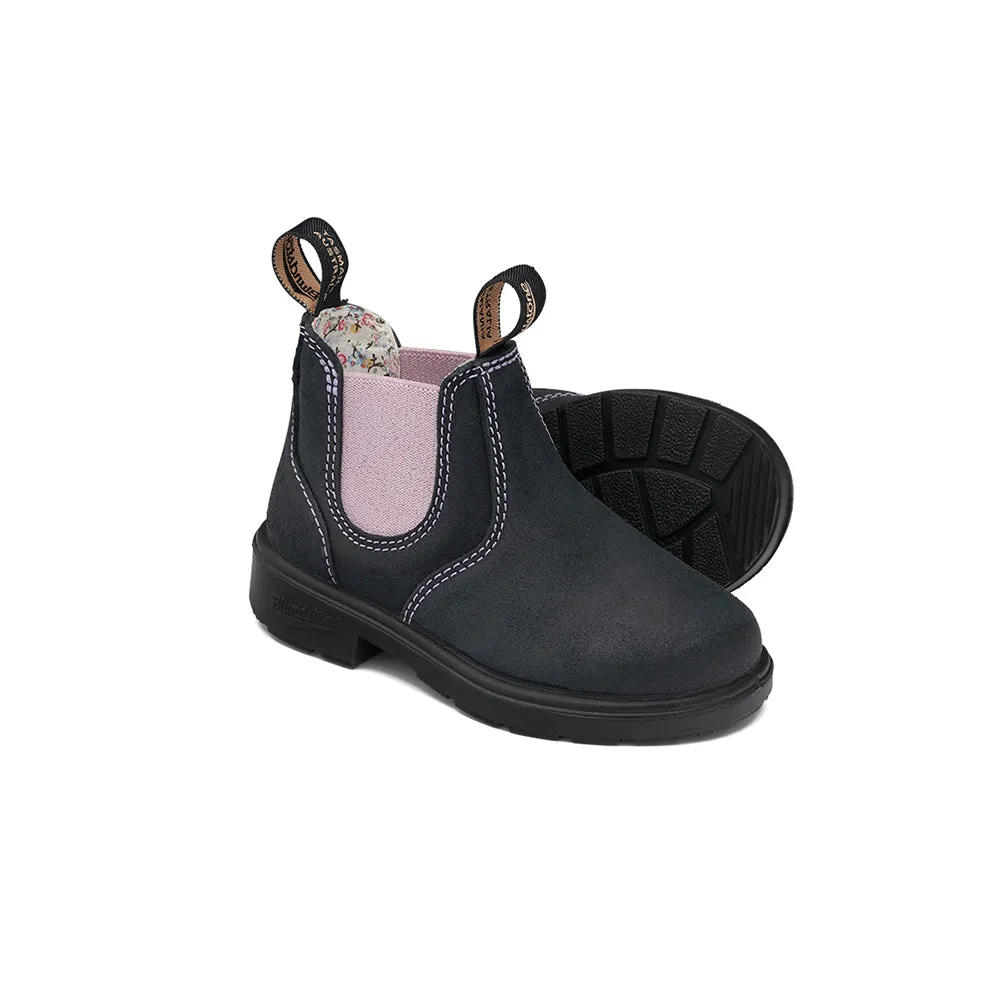 Blundstone Navy Suede with Pink Elastic Kids' Boot