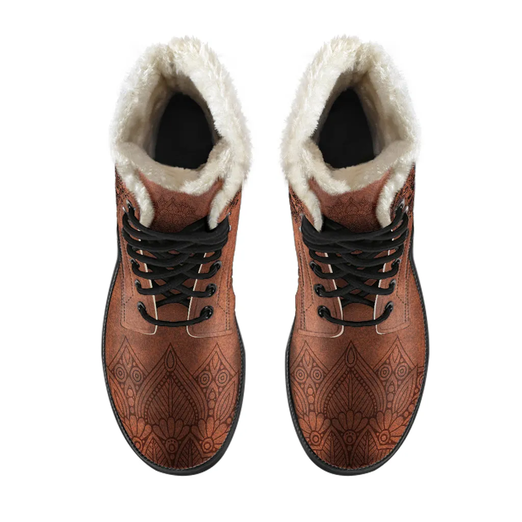 Boho Wolf Fur Leather Boots