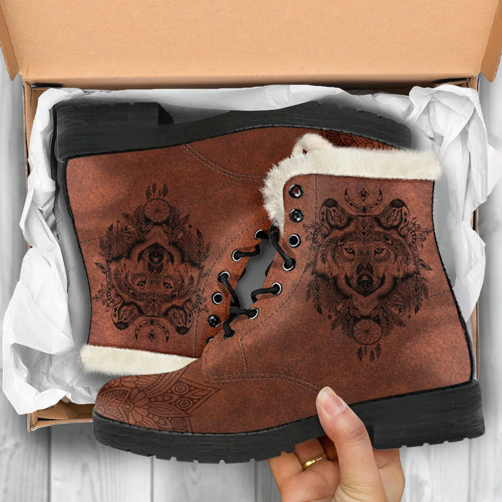 Boho Wolf Fur Leather Boots