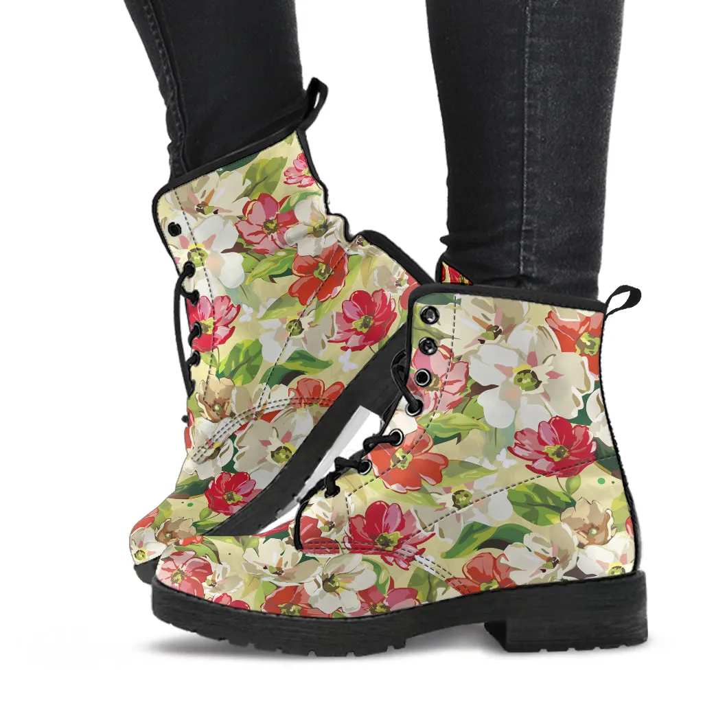 Colorful Flowers - Vegan Leather Boots