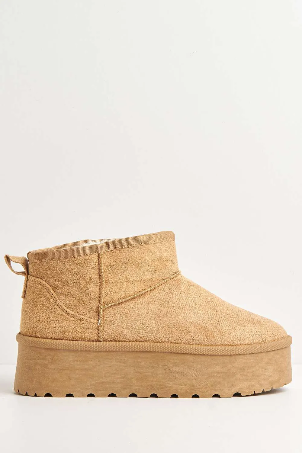 Dahl Faux Fur Lining Chunky Sole Ankle Boots in Sand