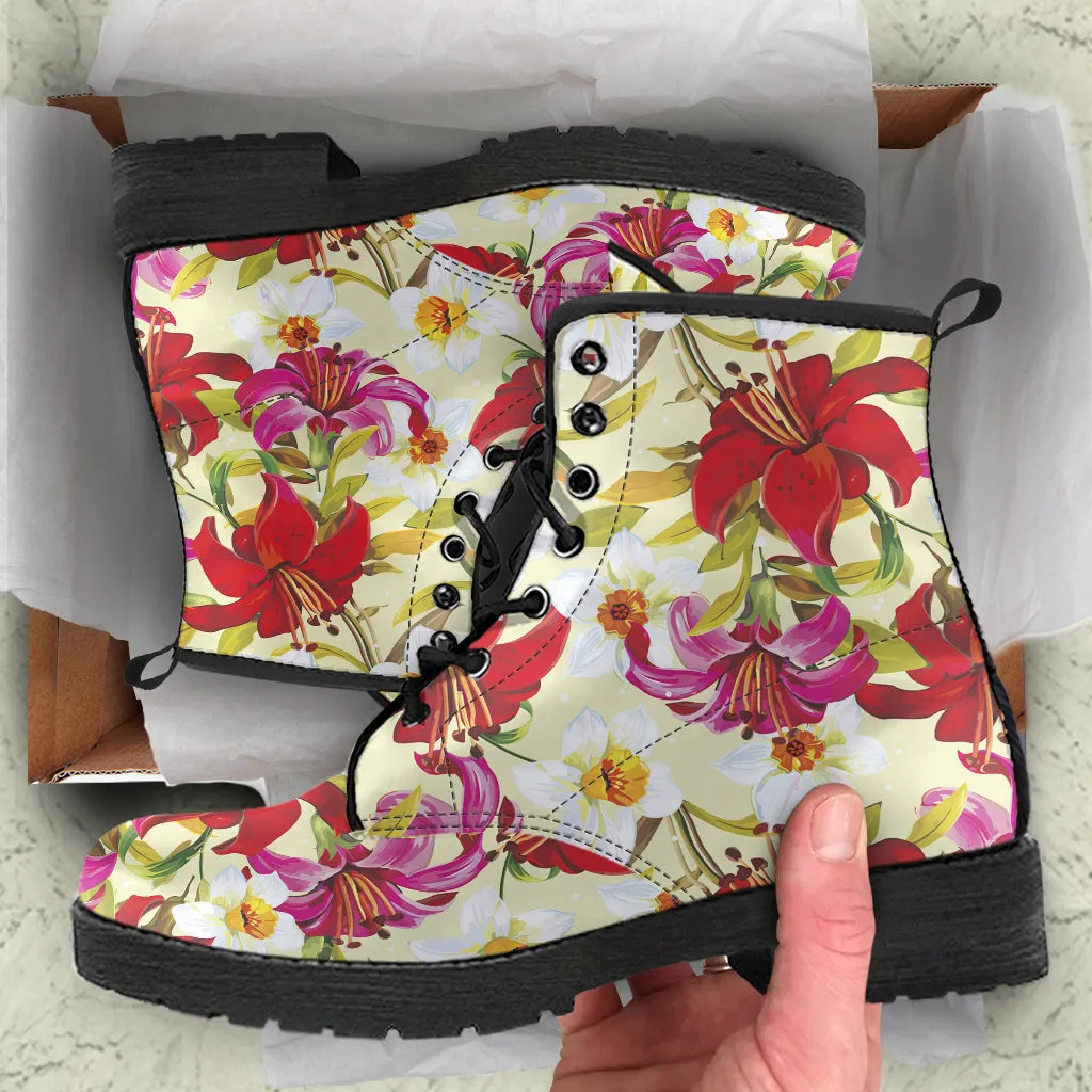 Floral - Vegan Leather Boots