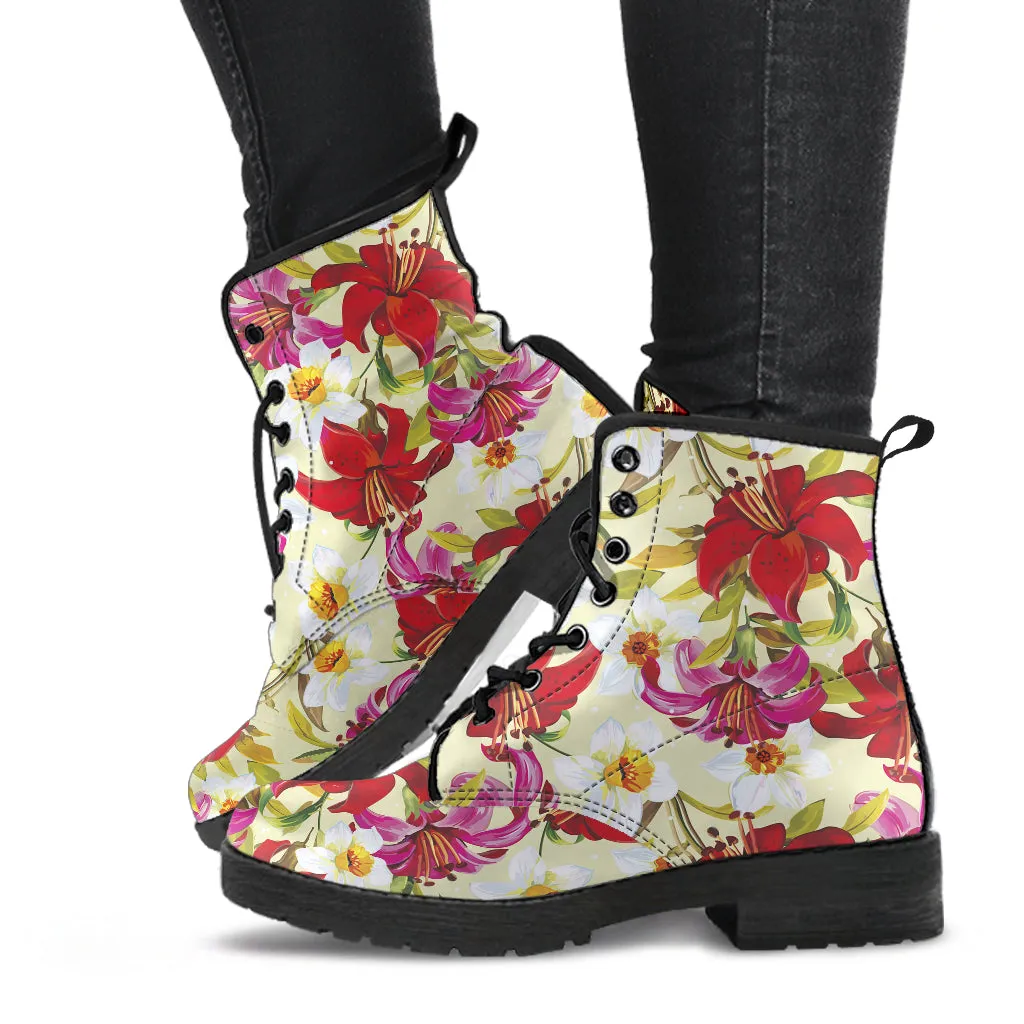 Floral - Vegan Leather Boots