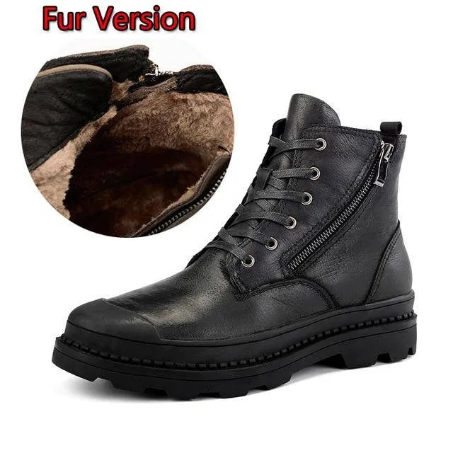 Genuine leather Autumn Men Boots Winter Waterproof Ankle Boots