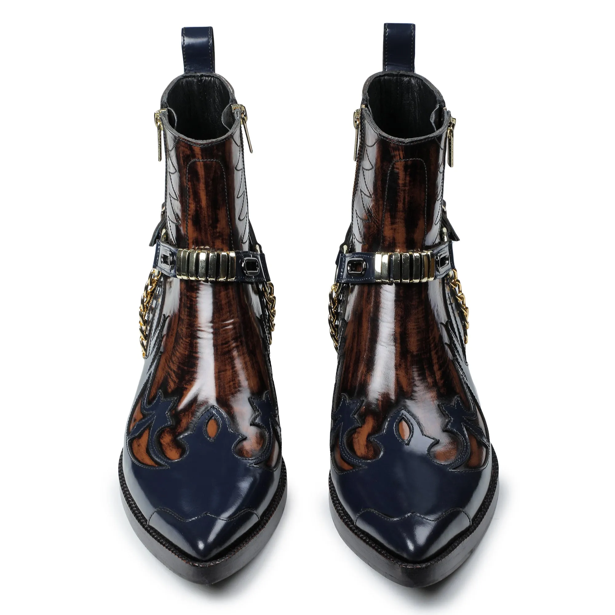 Harness Boots- Navy & Brown