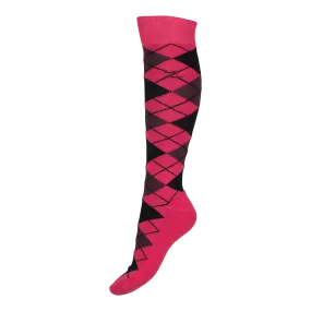 Horze Alana Argyle Checked Socks (Bright Pink)