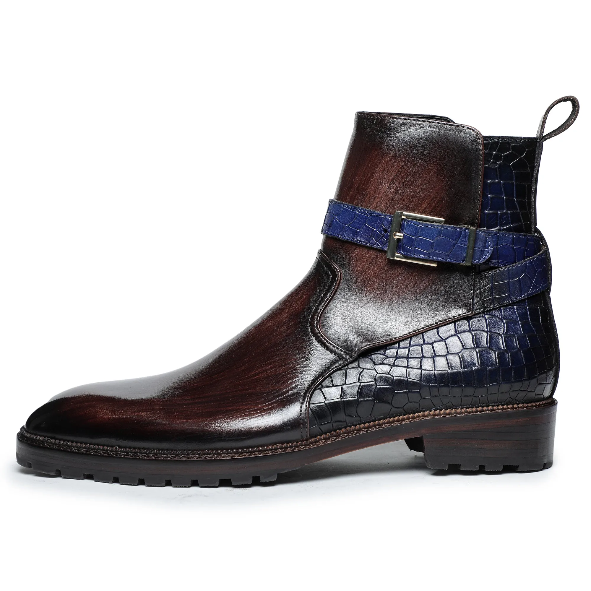 Jodhpur Boots- Croc Navy & Brown