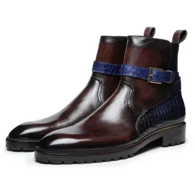 Jodhpur Boots- Croc Navy & Brown