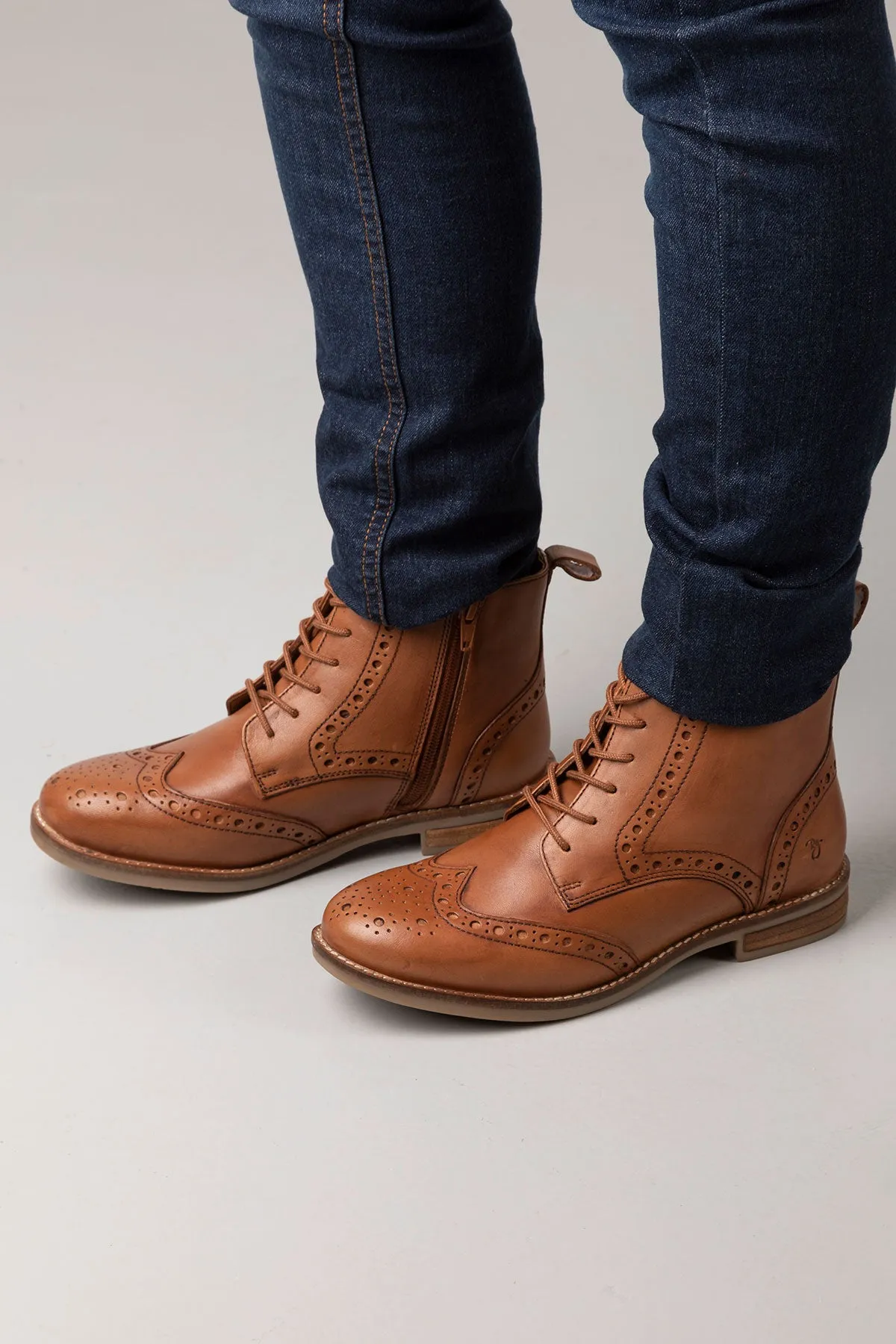 Ladies Lace Up Brogue Boots - Kirby