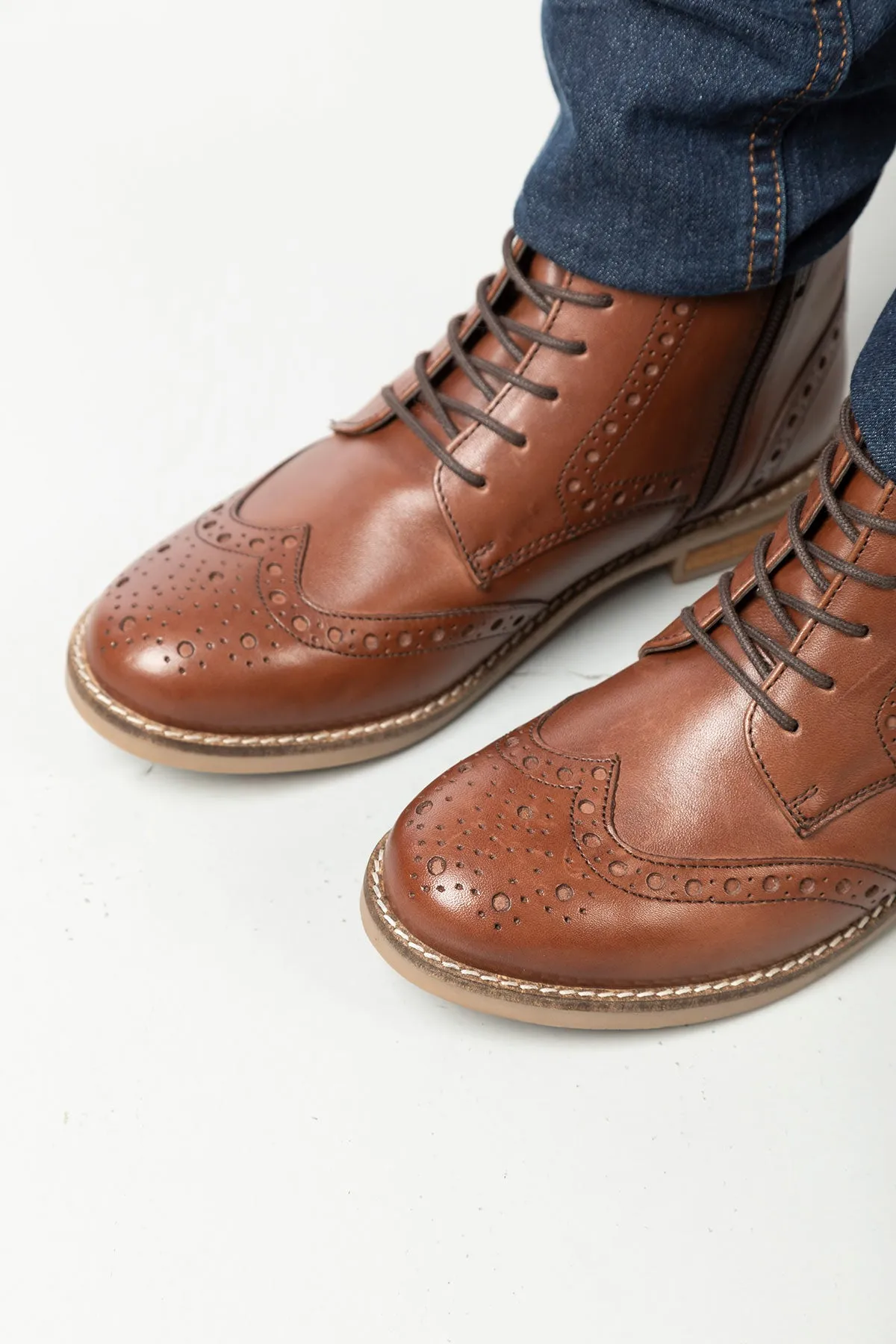 Ladies Lace Up Brogue Boots - Kirby