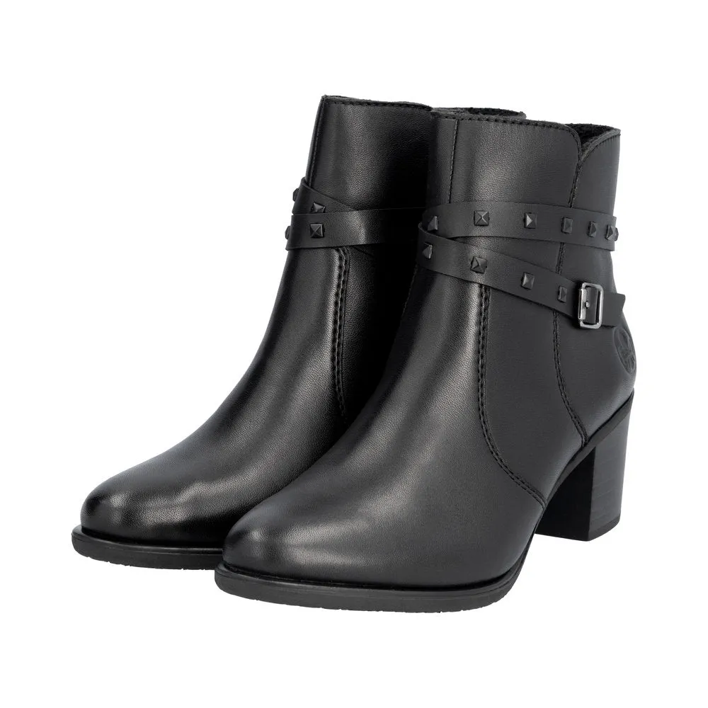 Ladies Rieker Boot Black Leather Zip Y2059-00