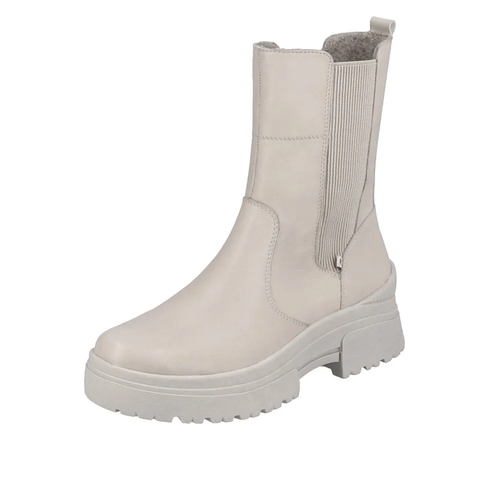 Ladies Rieker Evolution Boots Beige Leather Chunky Military Style  sale Chelsea