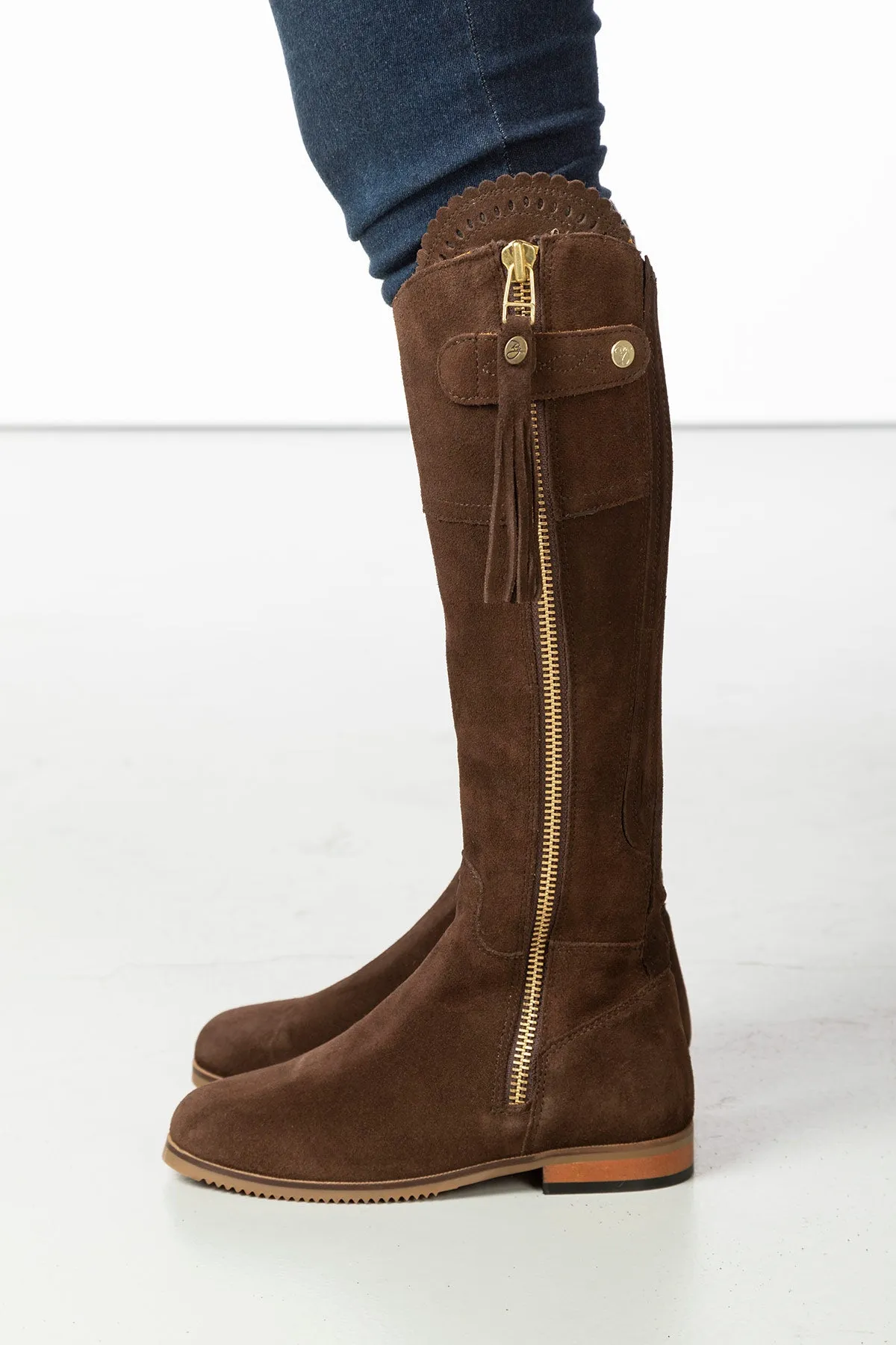 Ladies Tall Suede Country Boots - Helmsley