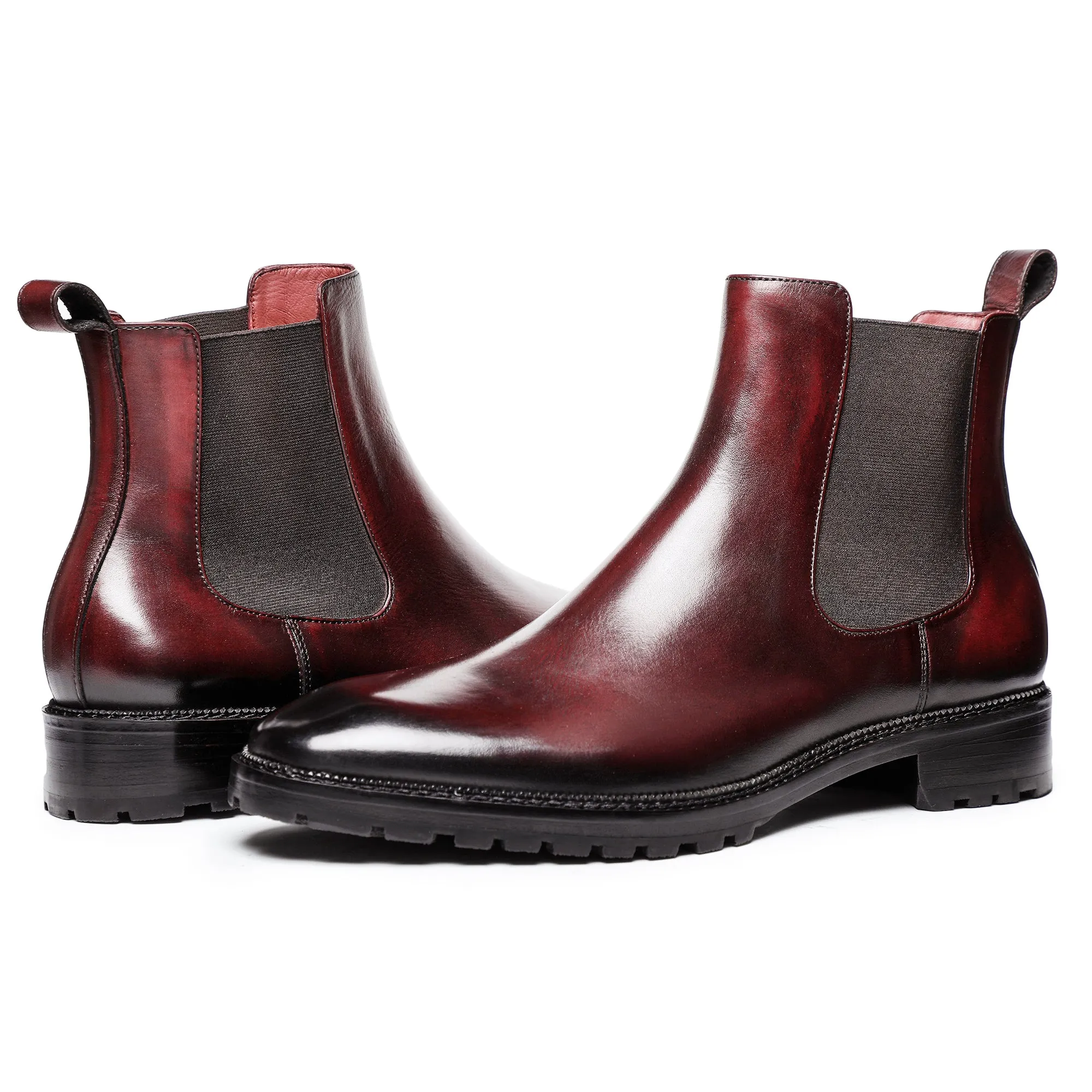 Mens Chelsea Boots - Wine Red