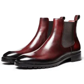 Mens Chelsea Boots - Wine Red