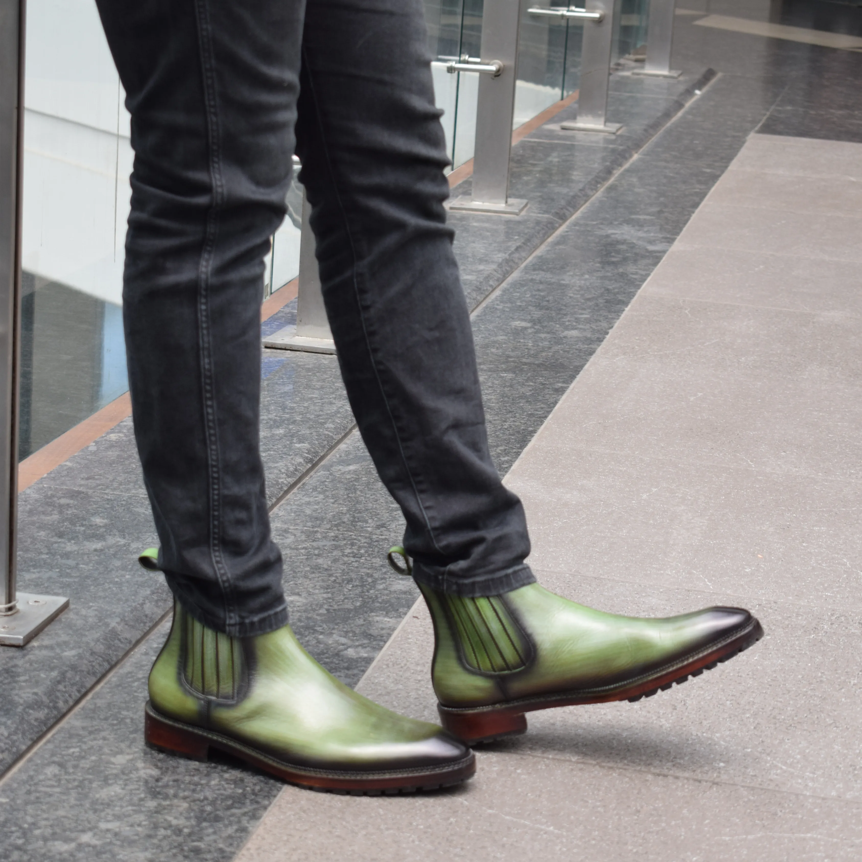 Mens Chelsea Boots- Green