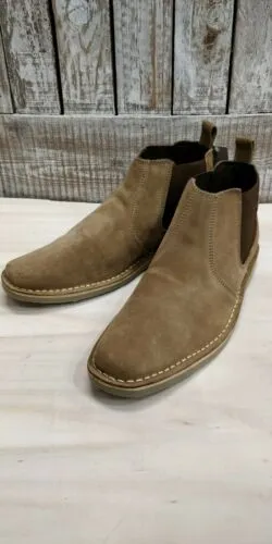 Mens Suede Desert Boots Pull on Slip Taupe Dealer Chelsea Boot Size 6 to 12