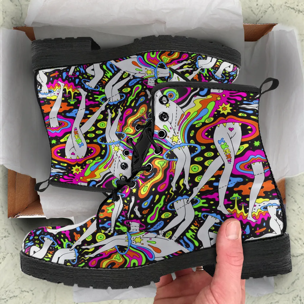 Psychedelic Art Vegan Leather Boots