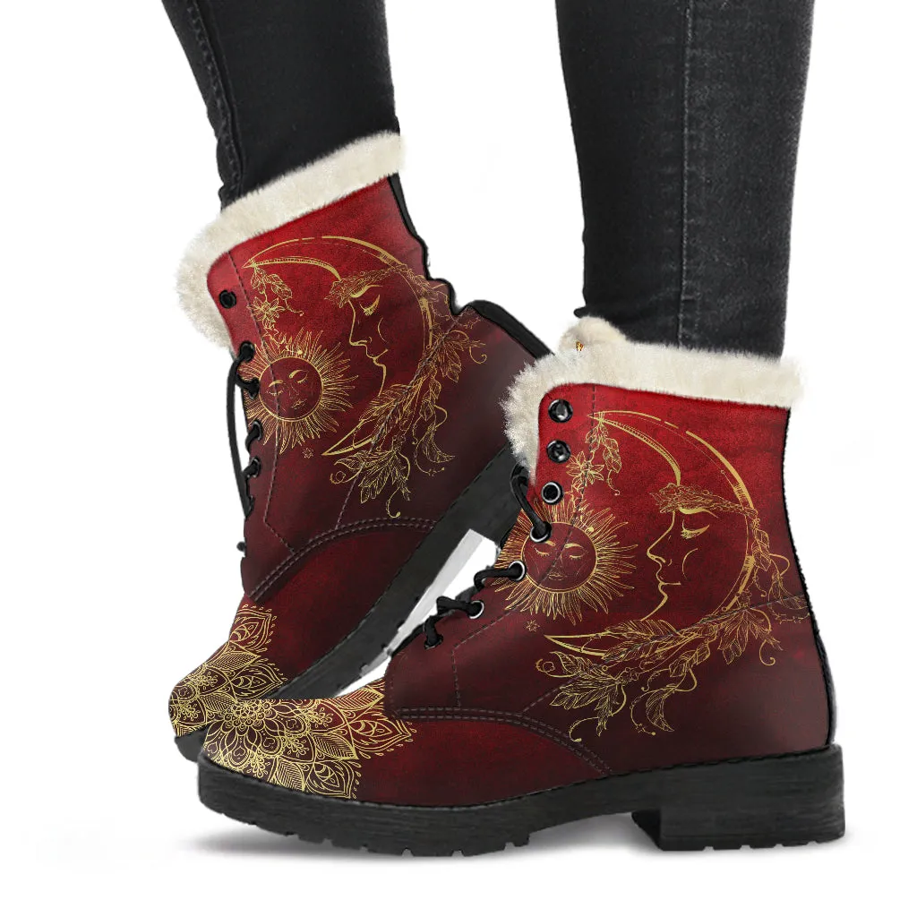 Red Sun And Moon Boots