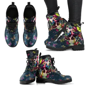 Skull & Butterfly Women's Leather Boots