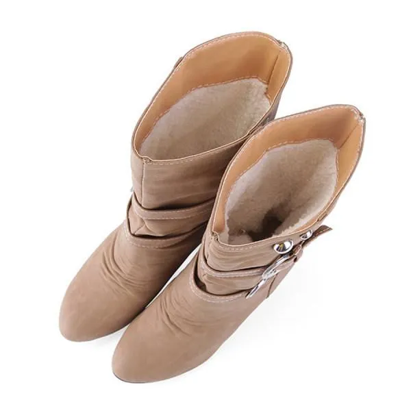 Women'S Autumn/Winter Soft Leather Mid Heel Boots 59801674