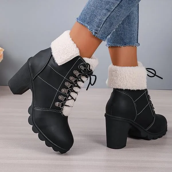 Women's Casual Lace-Up Chunky Heel Short Boots 42798098S