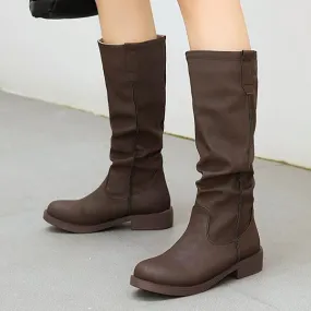 Women's Casual Retro Daily Flat Knee-high Boots 61738787S