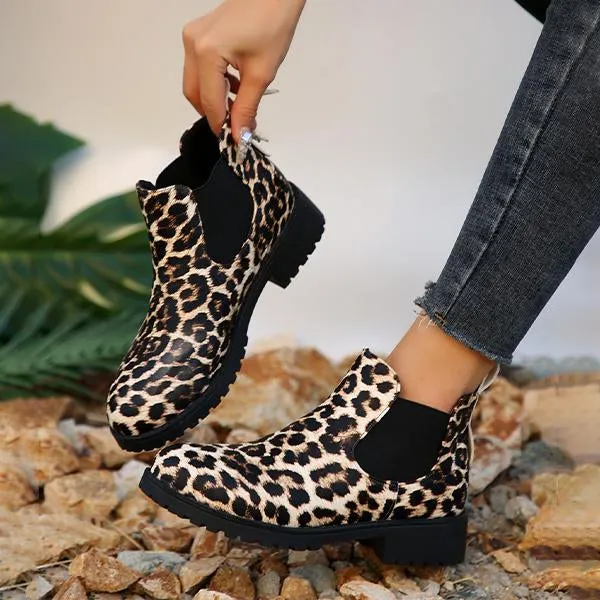 Women's Casual Short Leopard Martin Boots 77365125S