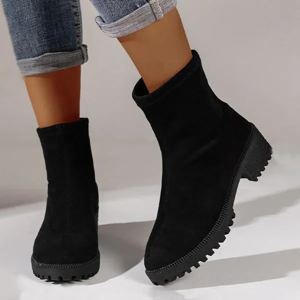 Women's Casual Simple Block Heel Ankle Boots 08563425S