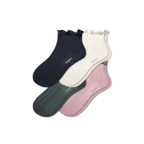 Women's Pointelle Frill Quarter Sock 4-Pack